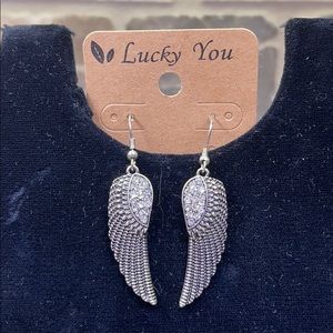 ANGEL 😇 WINGS SILVER TONE PIERCED EARRINGS